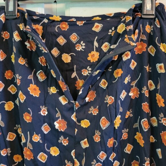 Vintage Regatta Black Orange Floral Midi Maxi Skirt - Picture 4 of 6